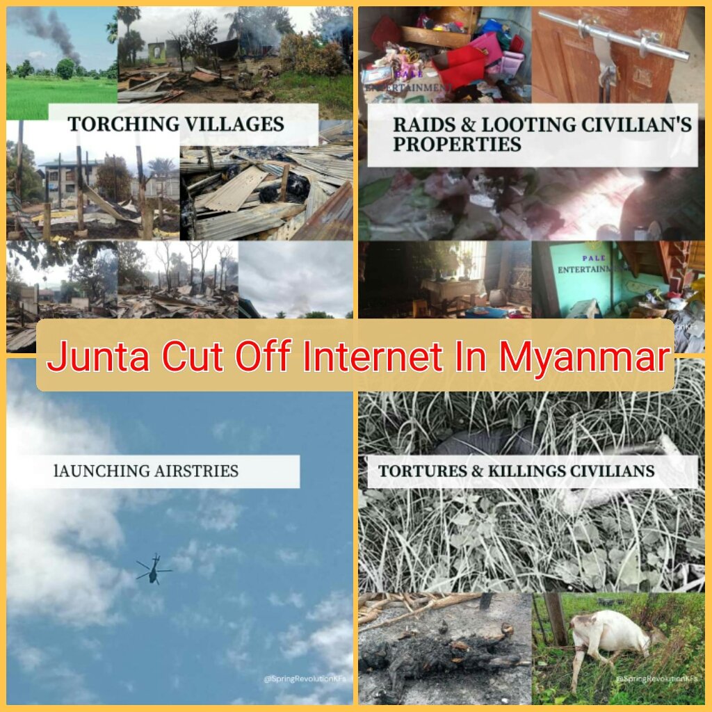 LunLunching airstrikes in #Pinlaebu Township by Military Junta is one of the latest examples that shows Military forces are scaling up their atrocities after cutting off Internet.
#JuntaCutOffInternetInMyanmar to impose a blackout on news about their atrocities!#InternetShutDown
