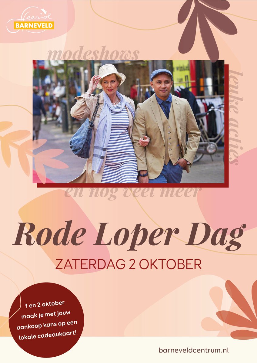Aanstaande zaterdag is het weer Rode Loper Dag in #Barneveld Centrum 😄 barneveldcentrum.nl/agenda/rode-lo…
