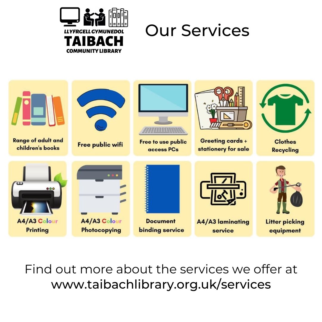 TaibachLib's tweet photo. Good morning 👋 It’s a chilly one out there today! We’ve attached some information on our opening hours and the services we offer. We hope to see you soon! https://t.co/jCdvMgSdbn