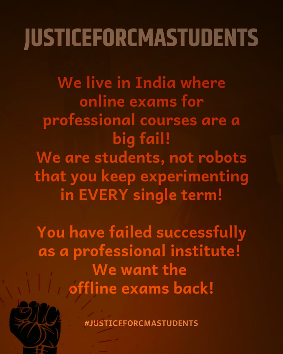 kuldeepbatra_'s tweet photo. #JUSTICEFORCMASTUDENTS
#banonlineexamforcma
@cma_king
@ICAICMA @CmaRakeshSingh 
@iamsanketpandit 
@ZeeNews @aajtak @AICMAA @accountingmagic https://t.co/UASVoYpFzg