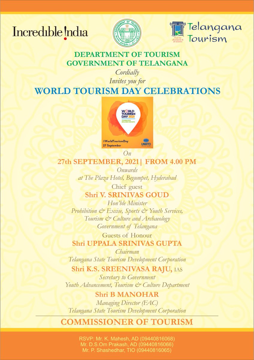 Celebrating #WorldTourismDay2021  at #ThePlaza, Begumpet, #Hyderabad. 
The theme for this year is 'Tourism for Inclusive Growth' and the same will be discussed at length by several dignitaries today.

#Tourism4InclusiveGrowth #Telangana #TelanganaTourism #TSTDC #UNWTO