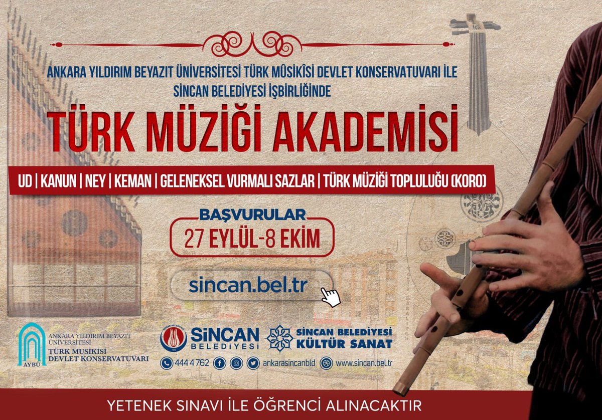 Sincan Belediyesi ile birlikte kurduğumuz Türk Müziği Akademisi’nde eğitimlere başlıyoruz. @profdriaydinli @DrARPA @enissertan