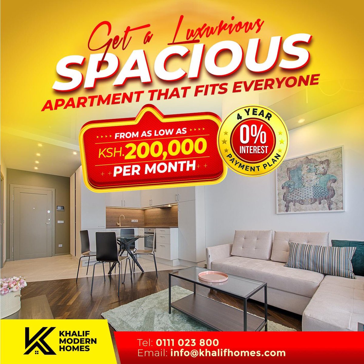 When you want to buy a home, get a luxurious and spacious apartment that fits every member of the family! At Khalif Heights you can get that from as low as Ksh.200,000 per month. 
#luxuryliving #luxuriousapartments #SpaciousApartments #khalifheights #FlexiblePaymentPlan