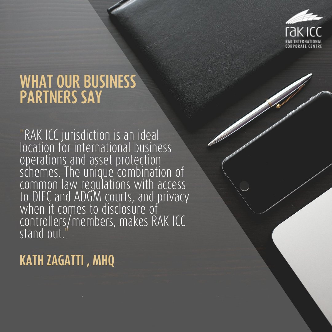 RAK_ICC's tweet photo. What Our Business Partners say:
“The unique combination of common law regulations with access to DIFC and ADGM courts, and privacy when it comes to disclosure of controllers/members, makes RAK ICC stand out."

M/HQ
Kath Zagatti
Partner – Private Clients https://t.co/ld5kB3XeML