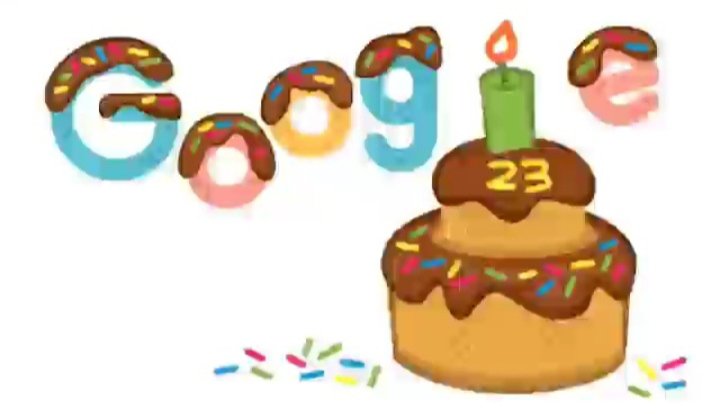 techstuff_90's tweet photo. Today Google is celebrating its 23rd birthday on September 27th and marked the day with an animated Google doodle, which is a chocolate frosted cake, a flaming candle the name of the company. https://t.co/zfNJpQUDcb