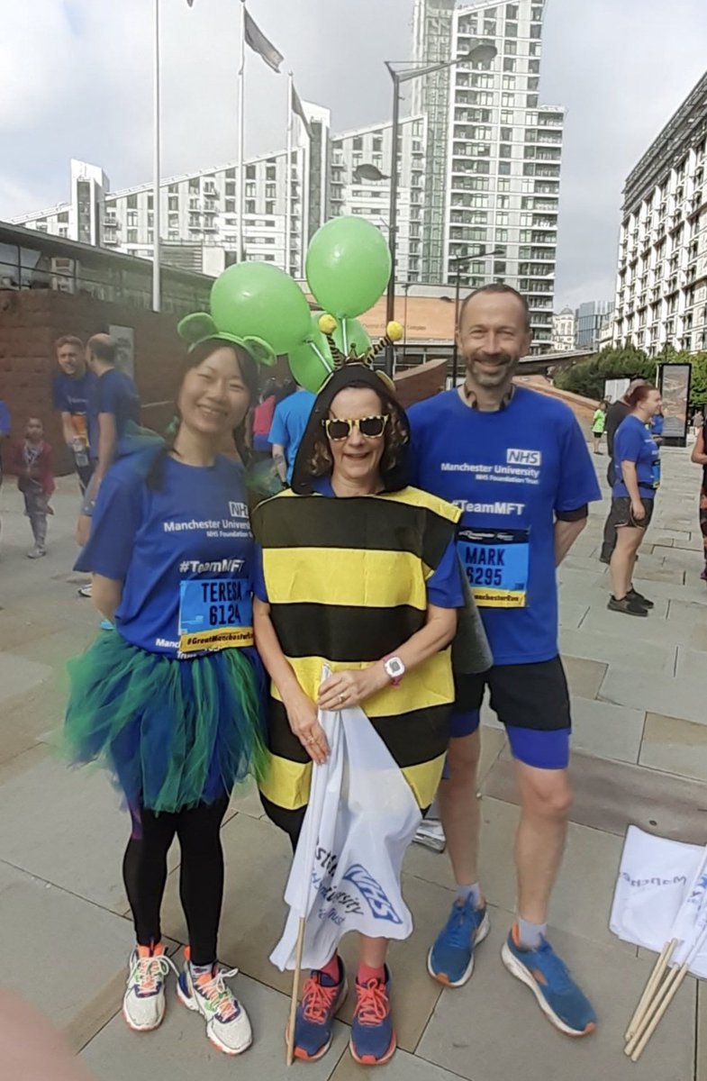 MftTeresa's tweet photo. Felt like a double-agent yesterday @Great_Run #Manchester10k. Completed with my Theatre family @RMCHosp while surrounded by @MFT_HIVE running π + many more double agents in #BlueWave @MFTnhs. Proud to be the agent linking #ClinicalSafety & #DigitalTransformation #HiveIsComing https://t.co/rtDC0SfiMr