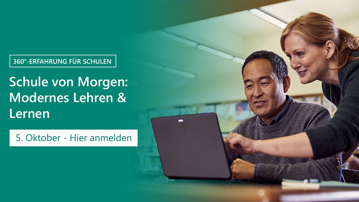 In der immersiven 360° Tour nehmen dich Andreas Jochim (Education Solution Architect, @Valuze) und Martin Harzer (Education Trainer, @Valuze) mit auf eine Reise in den Alltag von Lehrkräften und Schüler*innen. Jetzt kostenlos anmelden: http://msft.it/6014XwRuK #TwitterLehrerzimmer