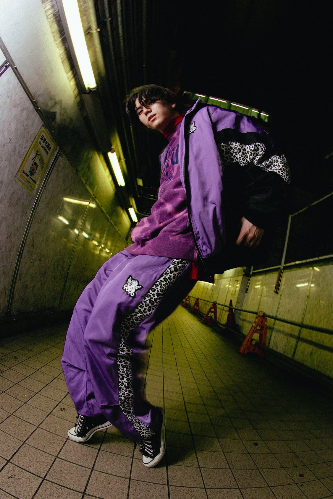 9090 Animal Track Pants/ホワイト＆グリーン