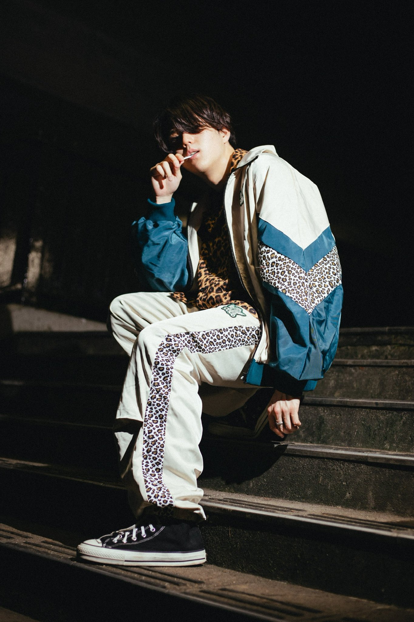 9090 Animal Track Pants/ホワイト＆グリーン