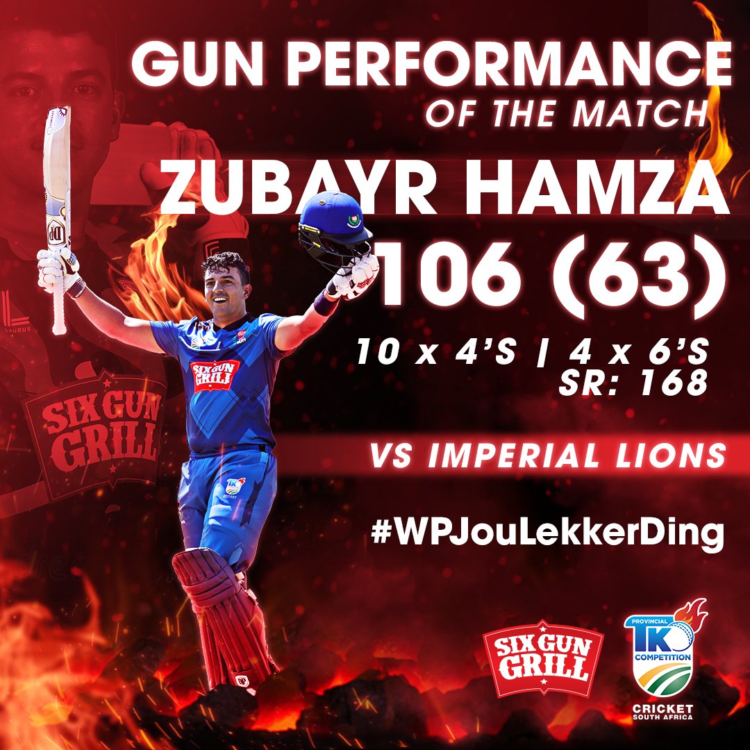 WP_Blitz's tweet image. Our first Gun Performance of the season goes to Zubayr Hamza who lit up the opening match of Pool A on Friday with a majestic century 💯💙🔥 #GunPerformance #wpjoulekkerding