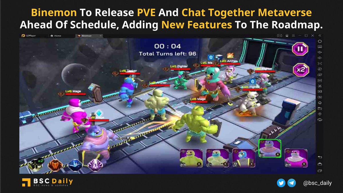 bsc_daily's tweet photo. The @BinemonNft clan is back with exciting news!

Some features to be released earlier than scheduled are #PVE &amp; Chat Together #Metaverse 💬 Tournament Betting and Scholarship will be added to $BIN #roadmap to help attract more new users 🤓

👉https://t.co/9o3IdoMWzZ

#BSC #BNB https://t.co/rNyrr7OTLL