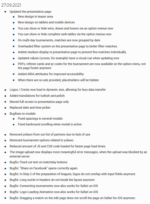 We just released a HUGE update: A completely new presentation page with a new filter system, a new stadium display feature and translations for Polish and Turkish are just SOME of the new features! Take a look at the changelog!