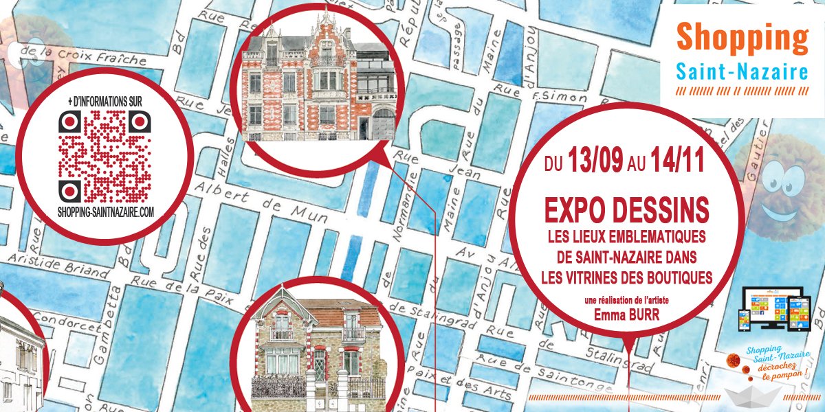 ACSN44600's tweet photo. Jusqu'au 14 novembre, se déroule l’Expo Dessins 2021 sur les lieux emblématiques de Saint-Nazaire.
Cette exposition est une création de l'artiste Emma BURR dans le cadre d'un Conseil Citoyen de Quartier avec le soutien de Shopping Saint-Nazaire.
https://t.co/Bk4b1VxsU0 https://t.co/Wo6SwNeO6B