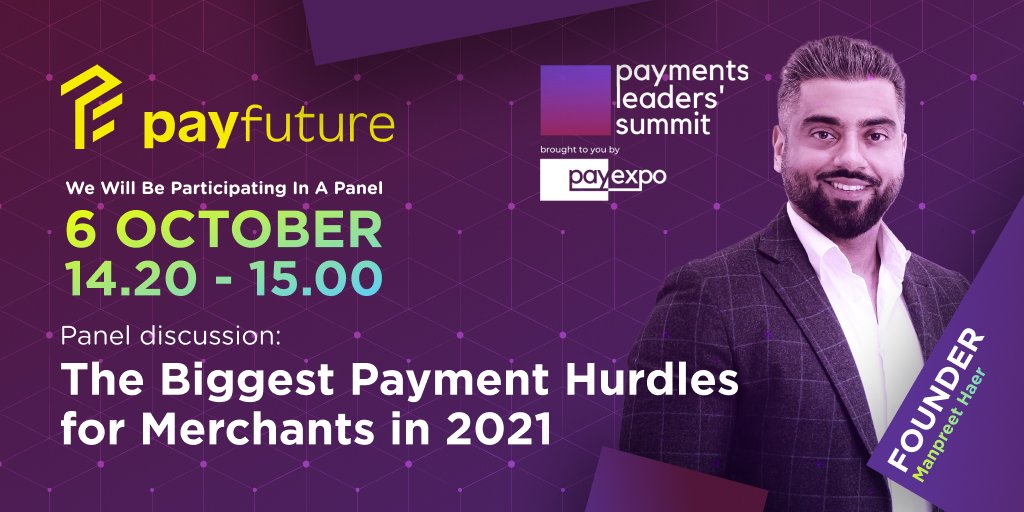 payfuture_net's tweet photo. We are pleased to announce that our very own @HaerManpreet will participate in a panel to discuss the biggest payment challenges.
👉🗓️@PayExpo in #London on 6 October from 14:20 - 15:00.
#Payfuture #payexpo #paymentsinnovation #payments #emergingmarkets #merchants #fintech https://t.co/Y8KlQM7H66