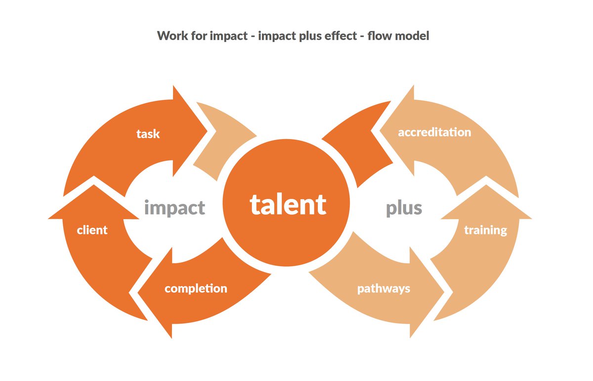 Our <a href="/workforimpact/">Work for Impact</a> - Impact plus effect -  flow model