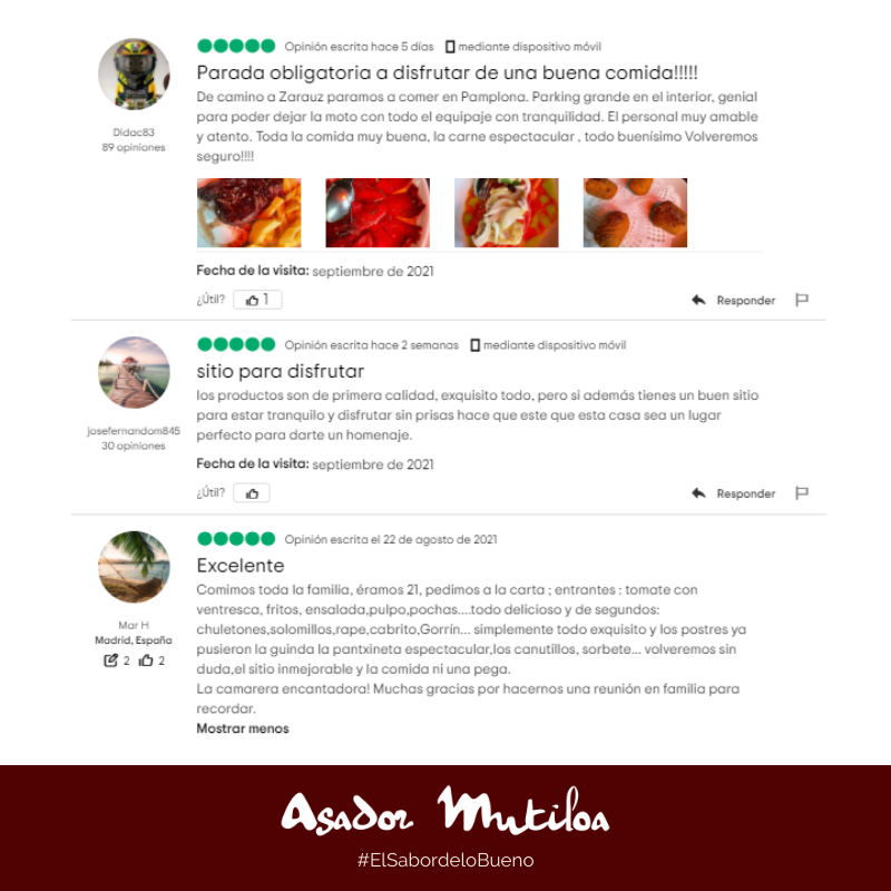 Sí, hoy venimos un poco a "hablar de nuestro libro". Es un placer ver vuestras sonrisas al salir de esta casa, pero ver que luego aún dedicáis un ratico en escribir sobre vuestra visita... GRACIAS 

 #ElSabordeloBueno

#Asador #Pamplona #Restaurante #Mutilva