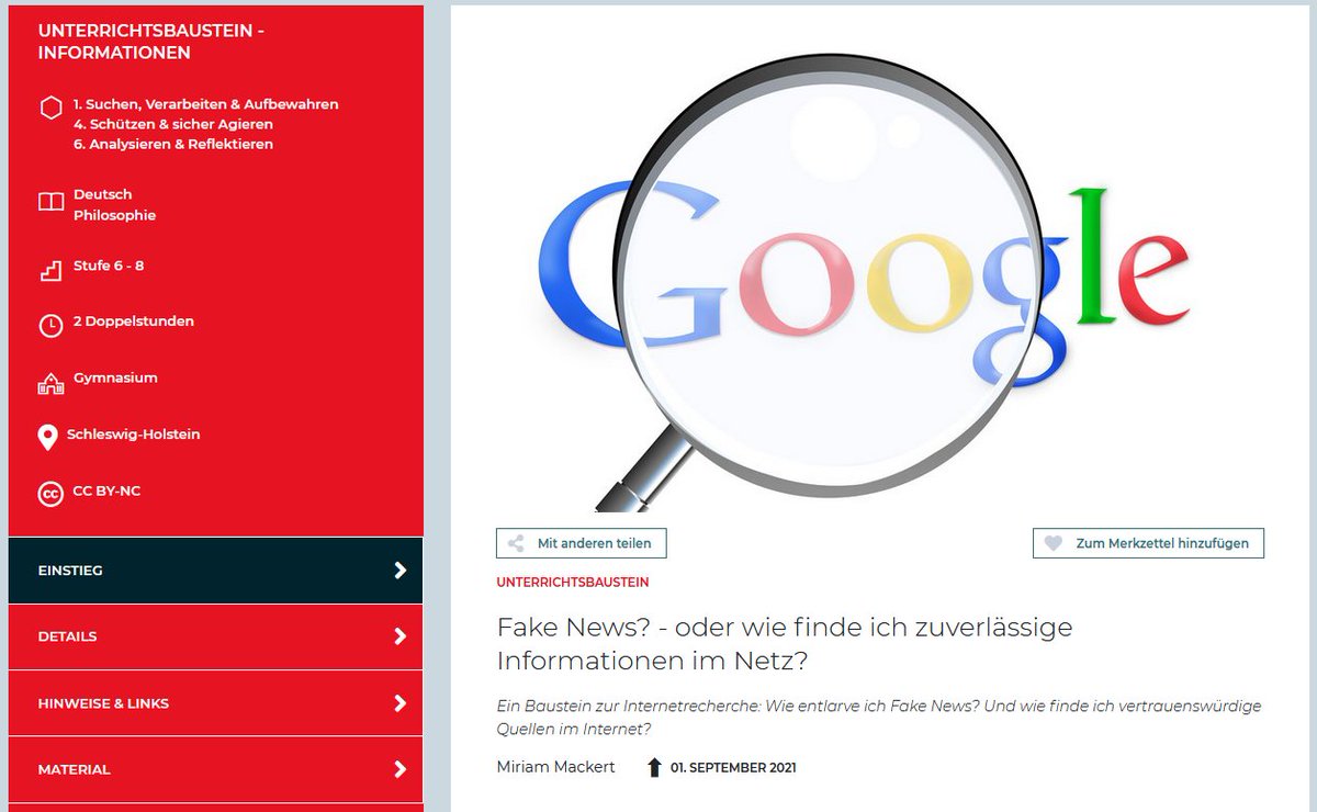 digilearninglab's tweet image. Zum Wochenstart stellen wir einen weiteren neuen digitalen Unterrichtsbaustein vor: &quot;Fake News? - oder wie finde ich zuverlässige Informationen im Netz?&quot; von @FrauFlip. In einer Doppelstunde lernen SuS den kritischen Umgang mit Internetquellen.
digitallearninglab.de/unterrichtsbau…
#twlz