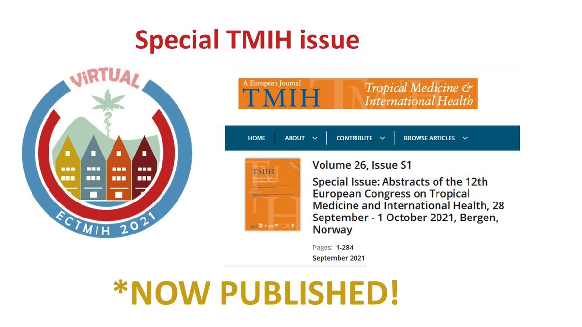 ECTMIH2021 (@ectmih2021) on Twitter photo <a href="/TropMed_IntHlth/">TMIH Journal</a> has now published the #ECTMIH2021 abstracts! Check them out! bit.ly/3AOXSBp
The Congress starts tomorrow. Learn more: ectmih2021.no <a href="/TropMed_IntHlth/">TMIH Journal</a> has now published the #ECTMIH2021 abstracts! Check them out! bit.ly/3AOXSBp
The Congress starts tomorrow. Learn more: ectmih2021.no