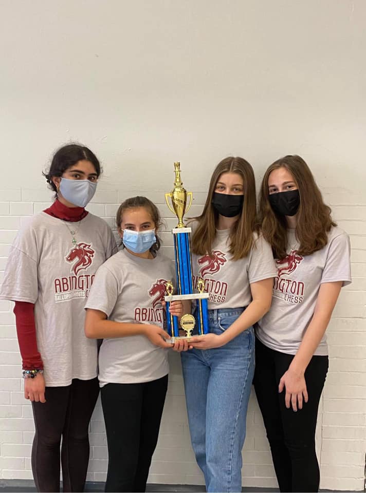 AbingtonSenior's tweet photo. Congratulations to Delia Jaffe, Romina Farzaneh, Tess Armon, and Andi Hatton for placing second as a team at the 2021 Northeastern Women and Girls Regional Chess Championship. https://t.co/r3IwEpnxTi