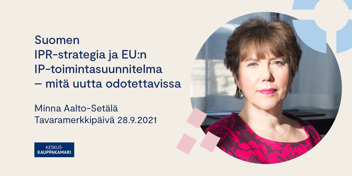 Huomenna johdan puhetta Markku Tuomisen kanssa Tavaramerkki-päivässä ja kerron mitä IPR-strategioiden osalta Suomessa ja EU:ssa tapahtuu. Ohjelma löytyy: koulutus.almatalent.fi/tavaramerkkipa…