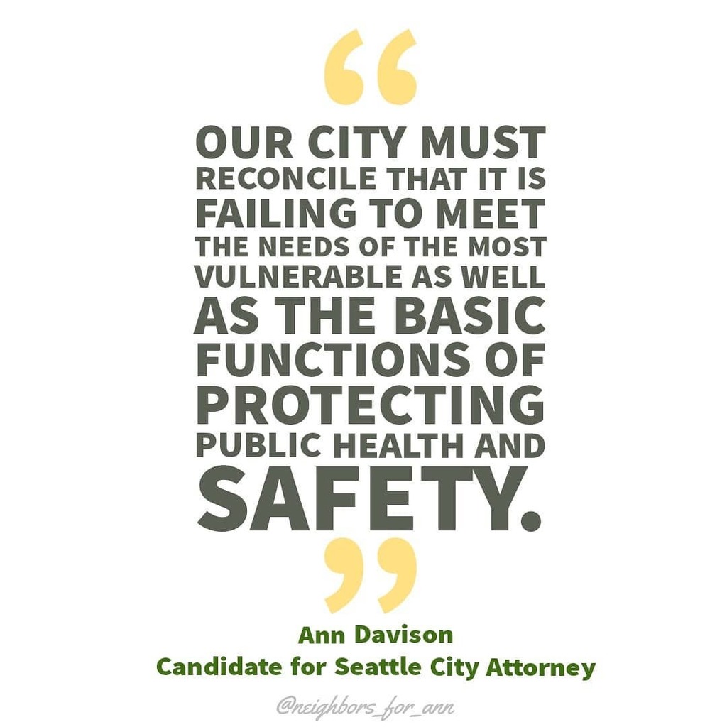 NeighborsForAnn's tweet photo. The City Attorney is a critical link to public safety. I will bring balanced, collaborative, and compassionate leadership. #AnnDavison #publicsafety #Seattle https://t.co/4PethLIeIZ
