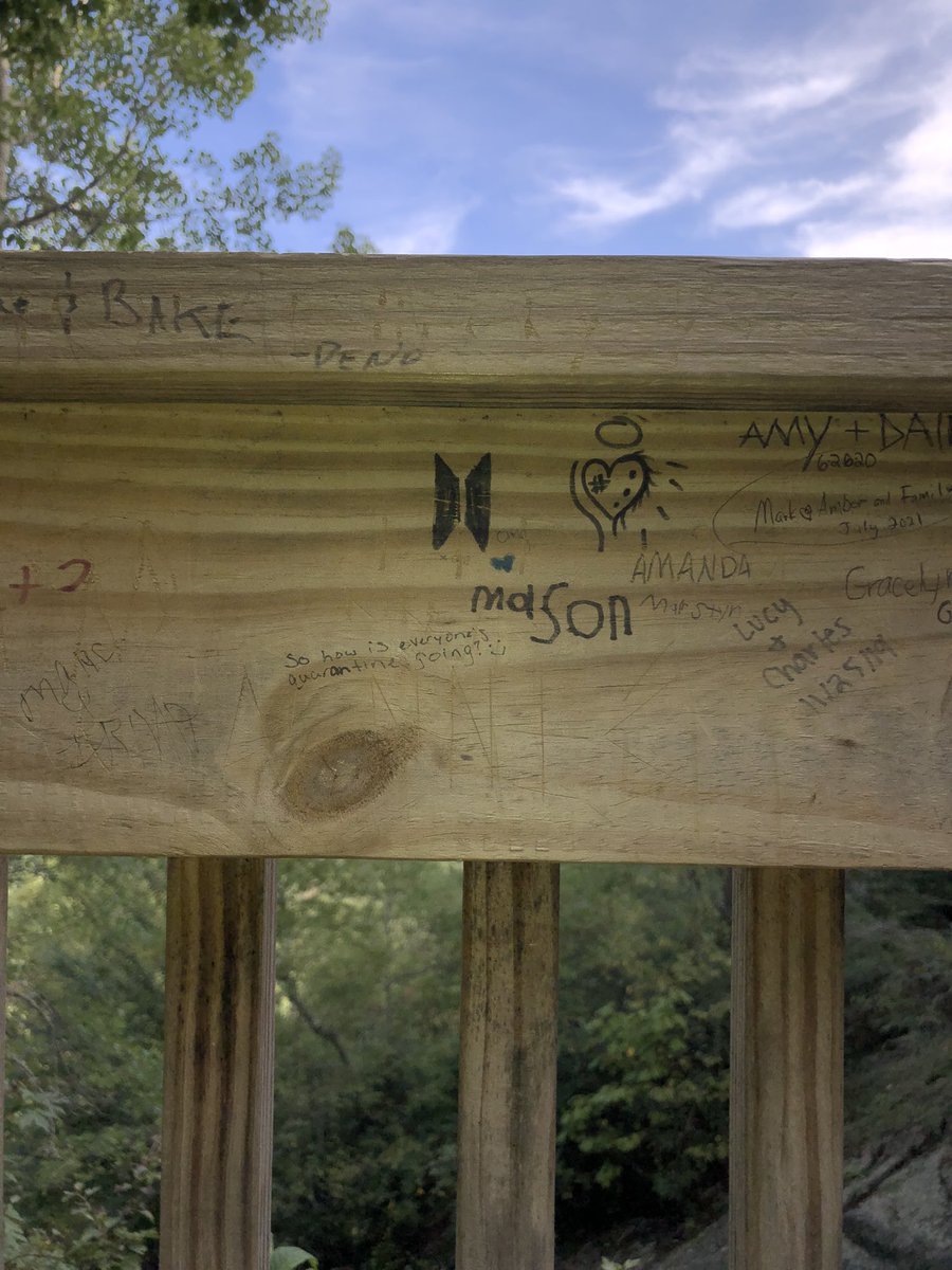 brr_yeet_ddaeng's tweet photo. We were #Namjooning this weekend…half way up the mountain I see @BTS_twt 😁🥰🤪 #CrabtreeFalls https://t.co/XiV5EPMjo4