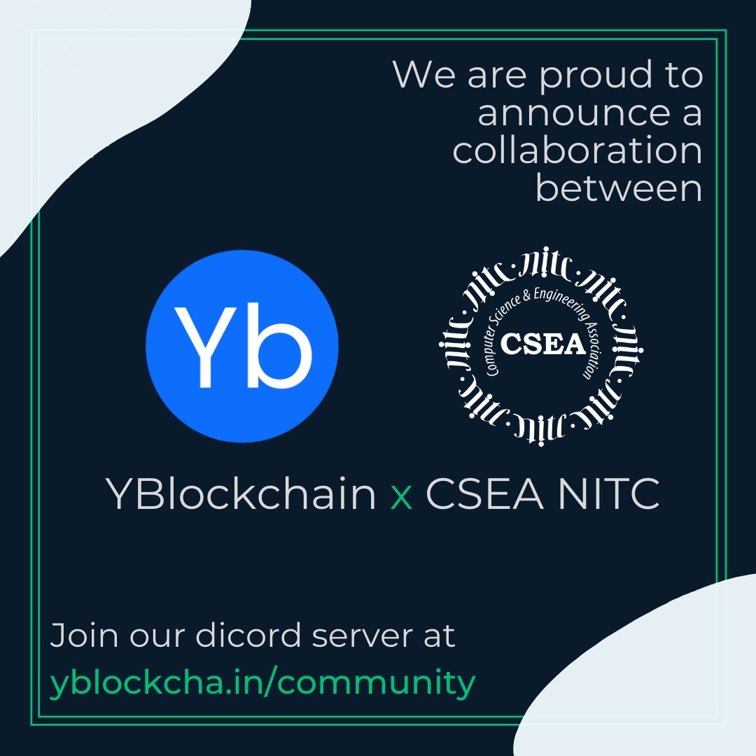 cseanitc's tweet photo. CSE Association, NIT Calicut is thrilled to announce a collaboration with YBlockchain, a global web3 community that is accelerating the blockchain space by connecting high quality student talent with blockchain companies across the globe. 

https://t.co/IXwlEhd3oq https://t.co/d7gvipkRJW
