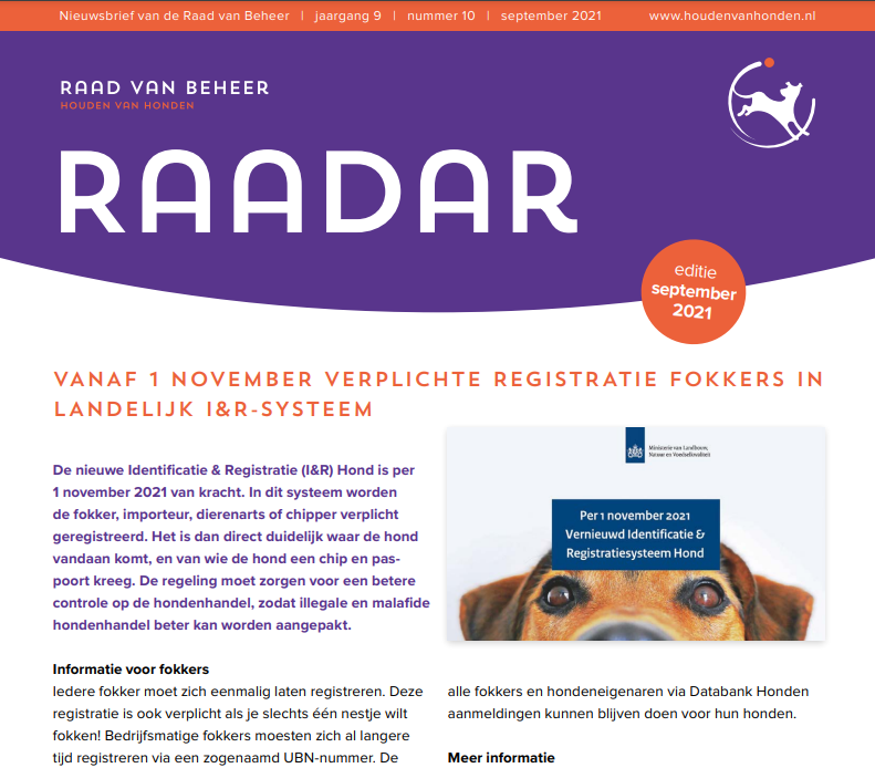 Lees de nieuwste editie van Raadar, de nieuwsbrief over 'houden van honden. van de Raad van Beheer. 
#houdenvanhonden #honden #rashond #kynologie #dierenwelzijn
houdenvanhonden.nl/globalassets/r…