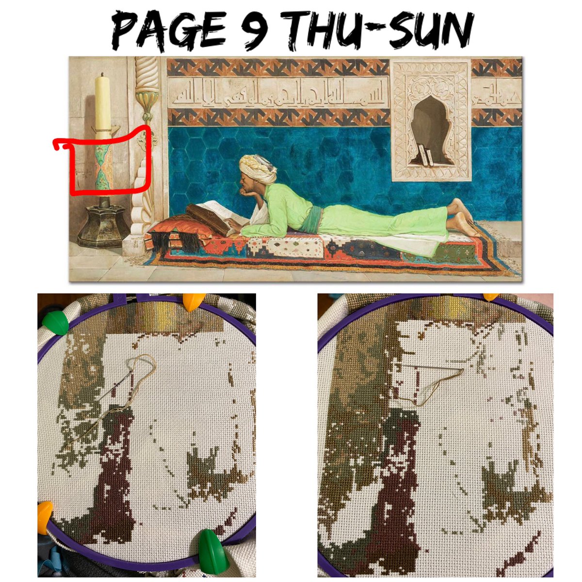 StitchbyRachel's tweet photo. This is the result of my weekend push on Page 9/32 on the #loungingemir pattern by me! #stitchbyrachel and Stitched using #dmcthreads https://t.co/SzbFeKbnaY