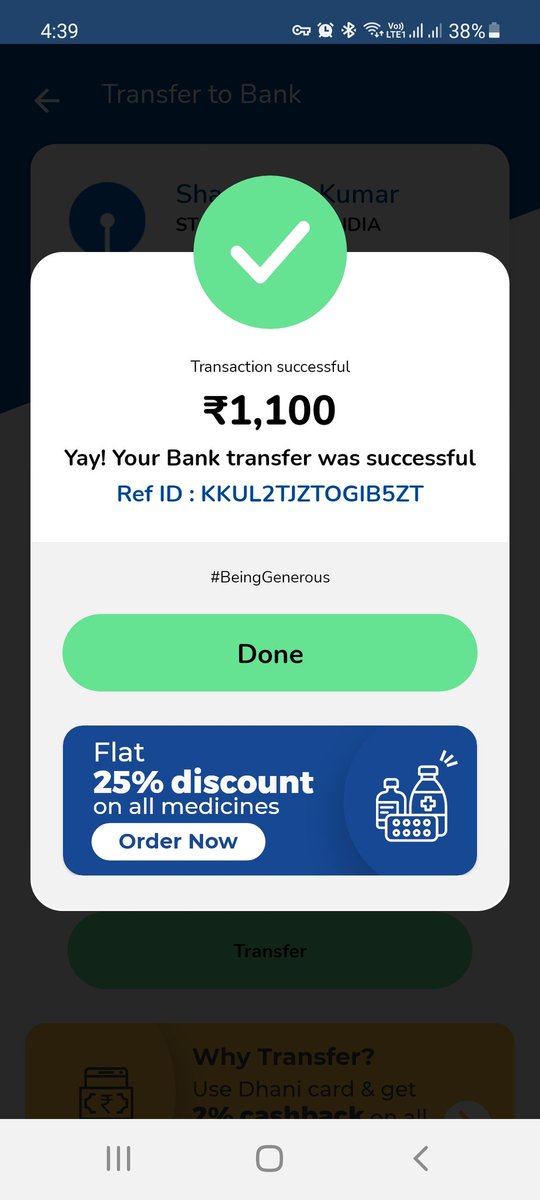 SaritaKaran98's tweet photo. Dear @dhanicares,

I did a transaction which was successful but still not credited in bank ac.

@skkaran98
#Dhanicare, #Dhanifreedomcard, #indiabullsdhani. https://t.co/qOwqY4ltQD
