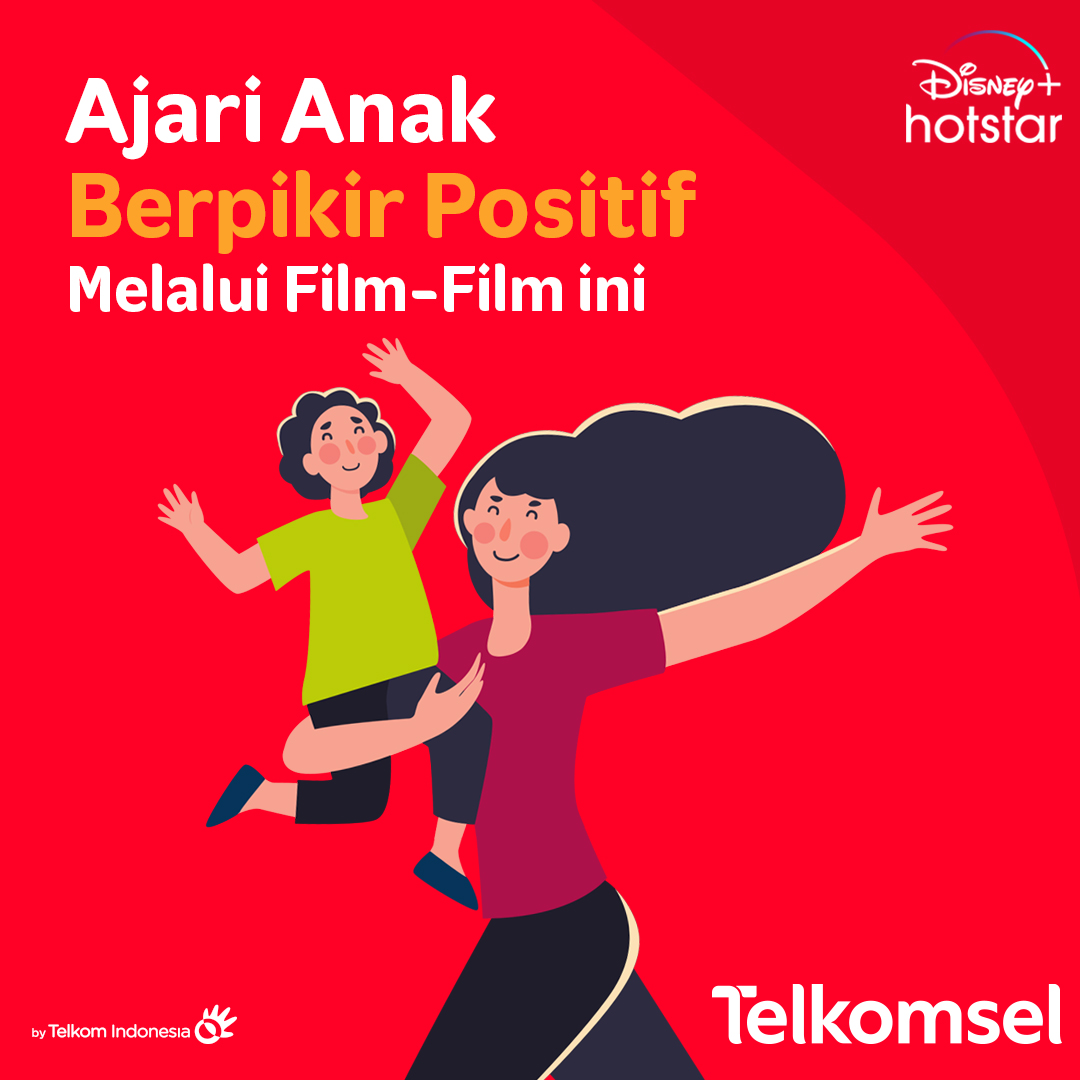 Telkomsel's tweet photo. Lewat film, kita juga bisa lho ngajarin anak-anak tumbuh optimis &amp; berpikir positif. 
Berikut list film #YangKitaBisa kasih buat kamu! Yuk #BukaSemuaPeluang streaming film di Disney+ pakei jaringan #InternetBaik dari Telkomsel! Follow IG Telkomsel ya. https://t.co/mrqwjgcXLt