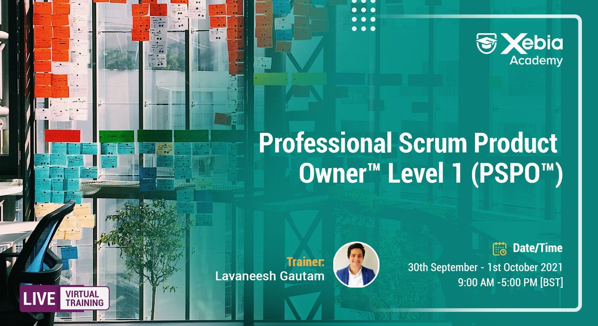 Xebia_Academy's tweet photo. Gain an understanding of how to leverage the product value and systems. Register now for Professional Scrum Product Owner™ Level 1 (PSPO™) Training 
👉: https://t.co/V4jVeBgxgO

Trainer: Lavaneesh Gautam (PST)

#agile #scrum #professionalscrumproductowner #PSPO #productowner https://t.co/PcUYKfwcKa