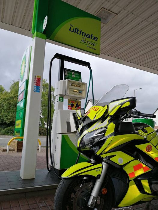 If you see a #BloodBike in a queue for petrol PLEASE wave them through. No fuel means that they can't carry out any urgent requests for help they get from The #NHS.  Remember We could be having the ride of your life! Words and photo credit my old #RAFPolice buddy #ScottEtheridge