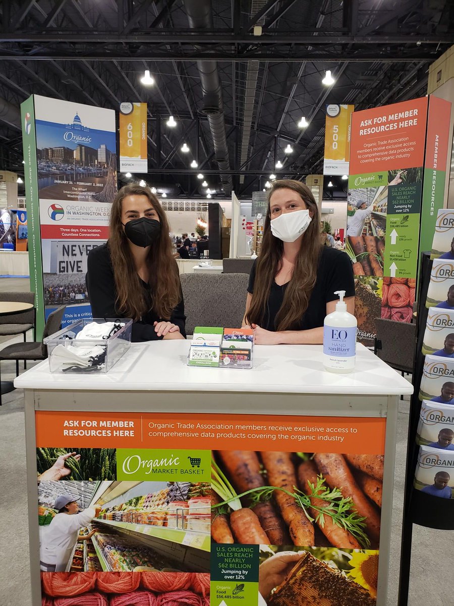 OrganicTrade's tweet photo. It was wonderful to connect with our members in person again at #ExpoEast2021! Thank you to @EOProducts and @GallantIntl for sponsoring our safety + sanitation needs at our booth. https://t.co/aUwUHcLjQm