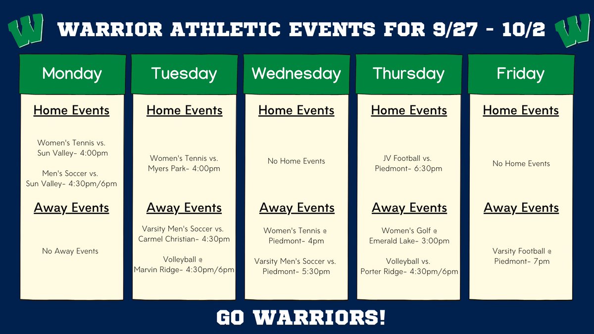 WeddingtonHSNC's tweet photo. Come out and support the Warriors this week! https://t.co/CsLyDjsSfT