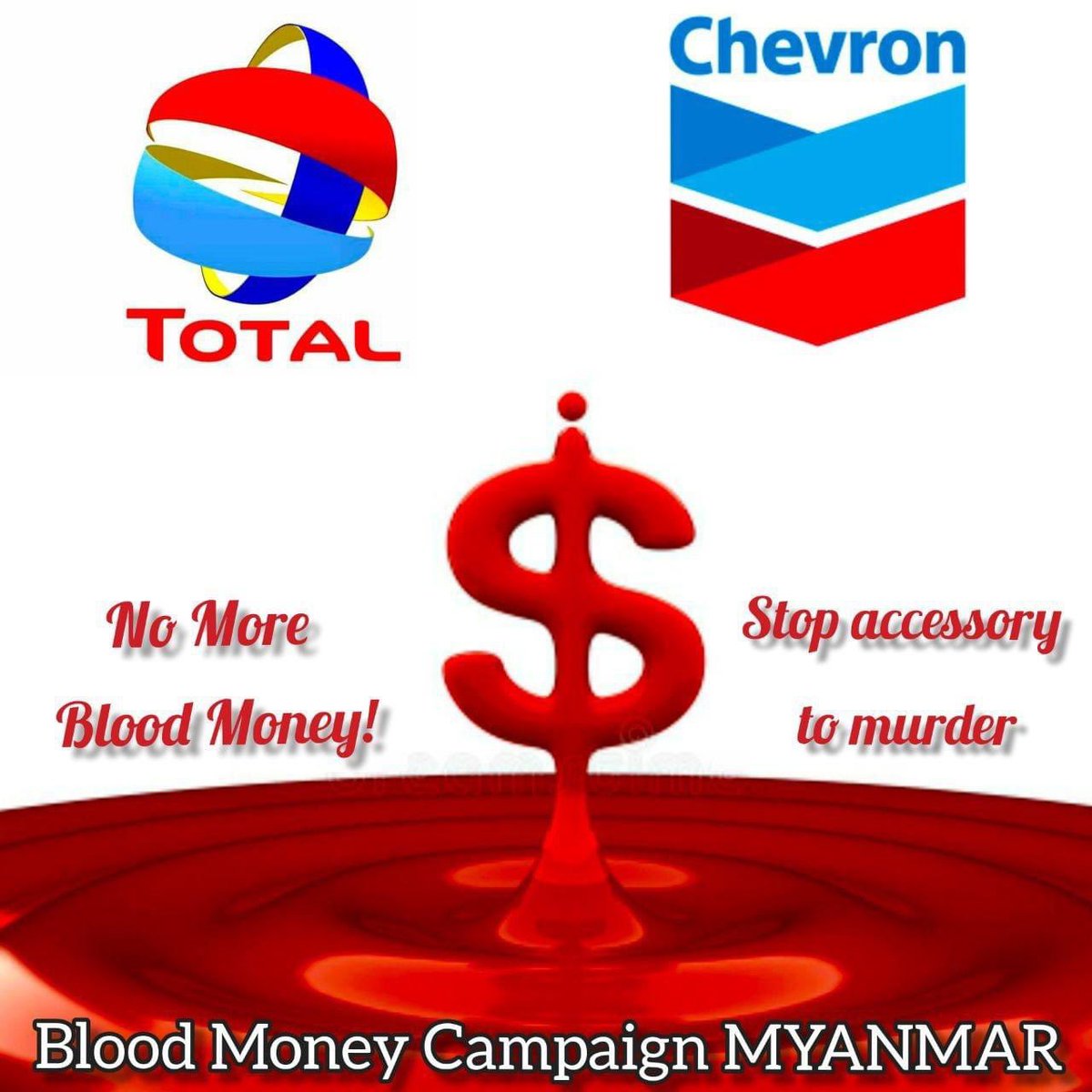 SweSoeMyint1's tweet photo. @TotalEnergies @Chevron are responsible for all  war crimes in Myanmar
#BloodMoneyMyanmar         
#FreezePaymentsToJunta         
#Total_StopSponsoringSAC        
#Sep27Coup  
#WhatsHappeningInMyanmar https://t.co/3e3ciheNOQ