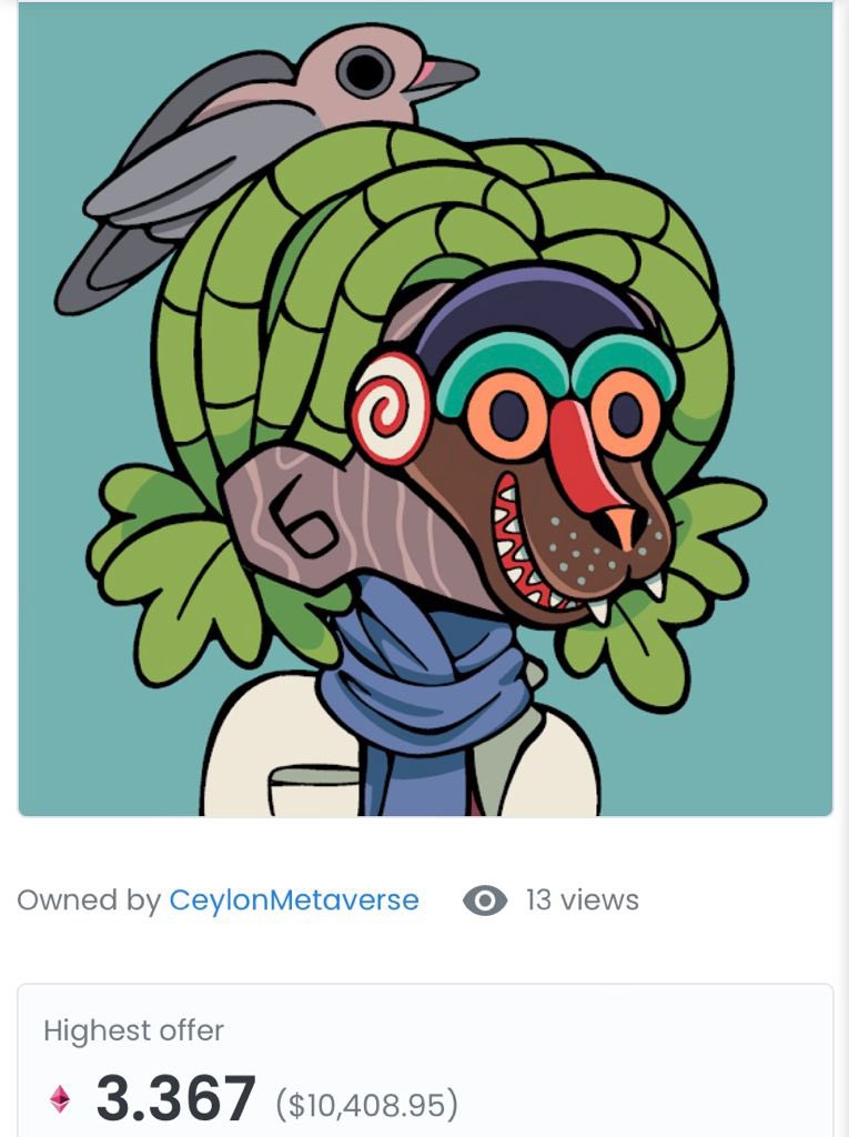 CeylonMetaverse's tweet photo. I GOT AN OFFER of 3.367 $ETH Approximately 10,500 $USD for the @WoodiesNFT I JUST MINTED.

Rare woodie traits

🐒👺 Monkey mask - 0.36%
👁️👁️👁️🐛 3eyes &amp; caterpillar - 1%
💙🧣 Blue Scarf - 2%
🕊️ Dove - 2% 

And... many more, check full list here 👇👇👇👇👇
https://t.co/mDs2qpMfQw https://t.co/h1iihHWKVp