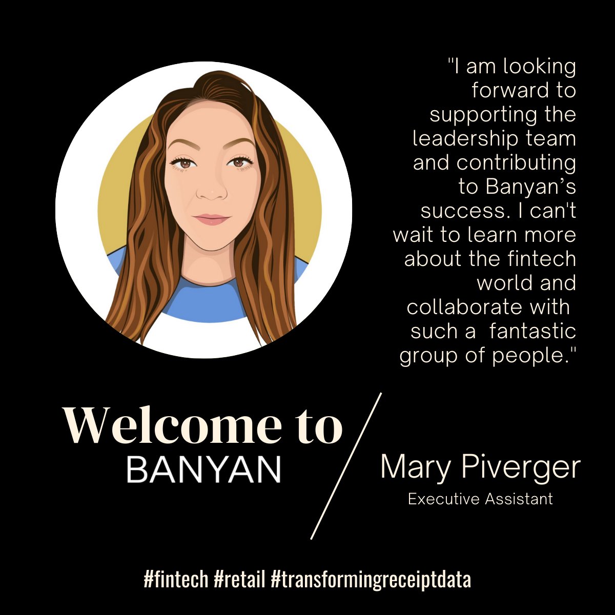 Get_Banyan's tweet photo. Banyan is delighted to announce Mary Piverger as our Executive Assistant.  

Mary is excited to dive in and continue learning about the world of fintech while playing an integral role in supporting our Leadership Team.

#fintech #getbanyan #retail https://t.co/NZUORPv0U9