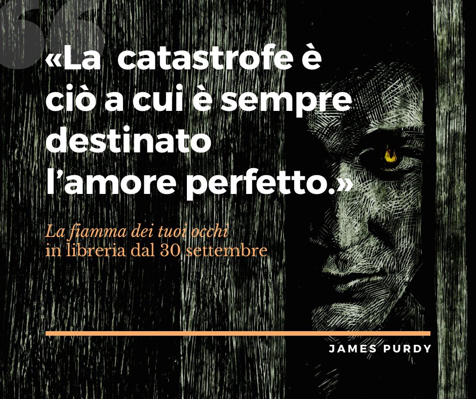 «Sapevamo che non poteva durare. Nessuna cosa perfetta e splendida ha un futuro. E questi due avevano ormai fatto il loro tempo in quel loro paradiso. La catastrofe è ciò a cui è sempre destinato l’amore perfetto» 🔥
«La fiamma dei tuoi occhi» di James Purdy esce giovedì 🕯