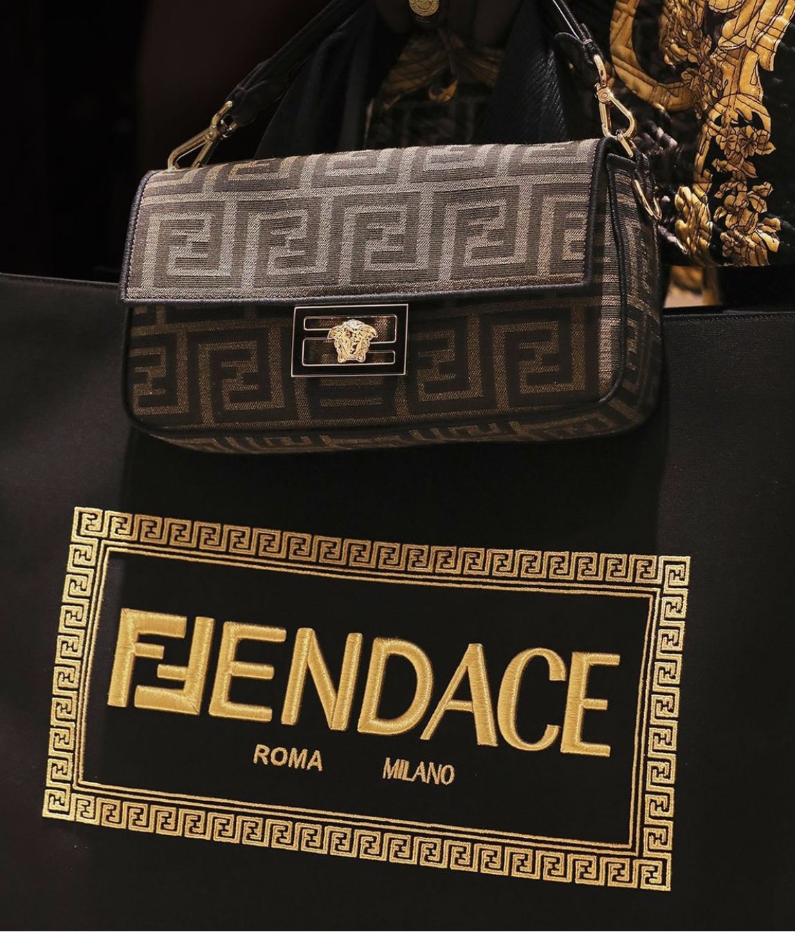 Steven Cojo Cojocaru on X: Do you like my bag? It's a Fendace! OMG…worst  name meld ever…it sounds like a cheese. @fendi & @versace collab. What  do ya think of the bag?