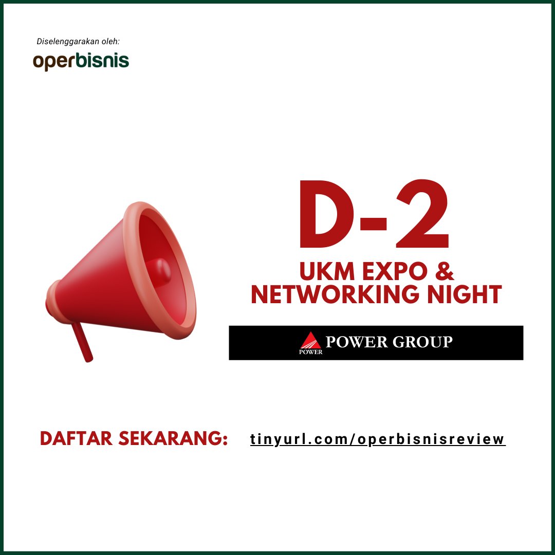 OperBisnis's tweet photo. [2 HARI LAGI]

Jangan lewatkan UKM Expo &amp; Networking Night, pitching dan diskusi potensi pembiayaan alternatif UKM melalui layanan urun dana oleh Pak Firdaus (CEO &amp; Founder PNI) dan Mei (CEO &amp; Founder OperBisnis). Daftar di https://t.co/HS6OYq3iZc https://t.co/TNikOo4tu2