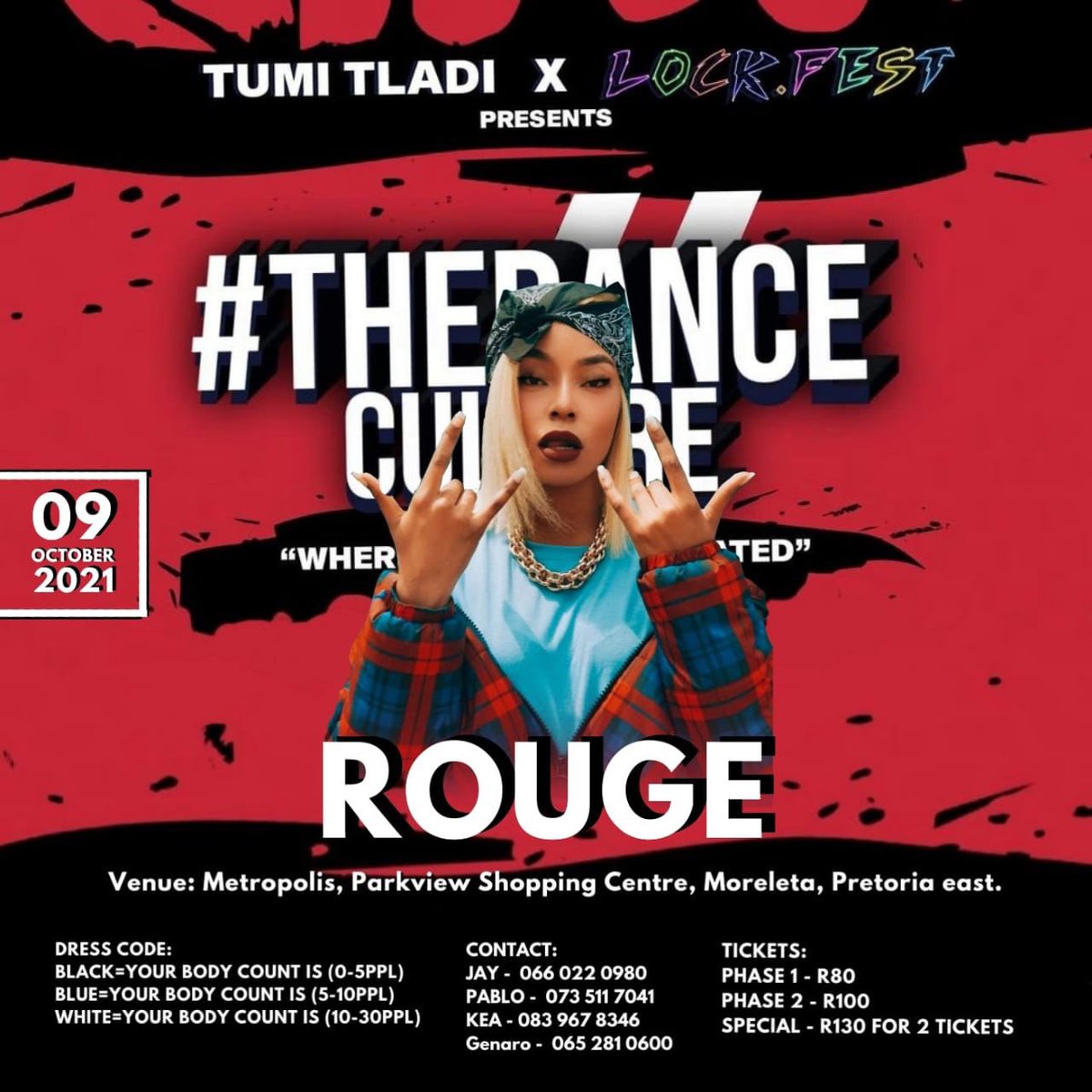 RealManKev's tweet photo. The tickets are now available for the #TheDanceCulture I promise you don’t wanna miss out on this one. 29 October 2021 tlabe di ja fatshe.

Click on this link https://t.co/EV9IKVgEMb for tickets 🎟 
@Siyanda_MC @Tumitladi @nomoozlie @Rouge_Rapper https://t.co/NuRat4d9w4