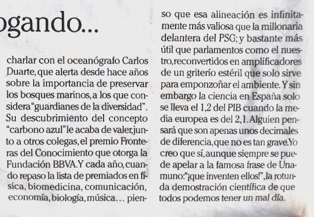 ioniqelectrico's tweet photo. ¿ Os suena el #CarbonoAzul ? Pues según el Oceanògrafo premiado/os #CarlosDuarte y otros #científicos con el premio #FronterasDelConocimiento que otorga BBVA; Dice que hay q proteger los #BosquesMarinos y así ,preservar la #Diversidad .La 📸 es una reflexión enq incoincido 💯 % https://t.co/Ajv6aQXcfE