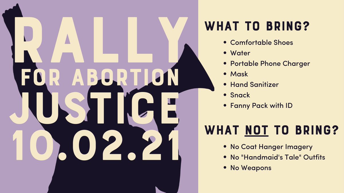 womensmarch's tweet photo. The #RallyForAbortionJustice is less than a week away. Here's what to bring and not to bring ⬇️

It's still not too late to find and attend an action near you: https://t.co/lfyDl8RMLj https://t.co/mxXXe7oqyR