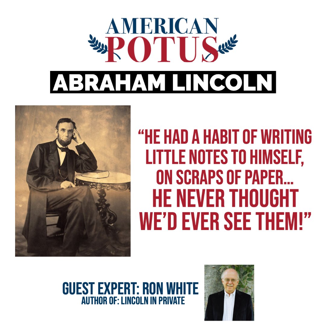 We're diving into the private, personal notes of Lincoln, that he never meant anyone to see.  Subscribe &amp; Listen to American POTUS today!  <a href="/ronaldcwhitejr/">Ronald C. White</a> <a href="/ALPLM/">Lincoln Presidential Library</a> <a href="/LincolnBirthNPS/">LincolnBirthplaceNPS</a> <a href="/LincolnHomeNPS/">Lincoln Home NHS</a> <a href="/LincolnBoyhood/">Lincoln Boyhood NPS</a> <a href="/LincolnsCottage/">Lincoln's Cottage</a>