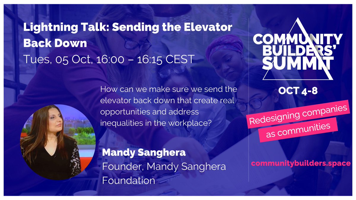 Mandy_Sanghera1's tweet photo. I am really looking forward to speaking at CommunityBuilder summit
#cbs2021 #companiesascommunities #communitybuilders #SendTheElevatorBackDown #EmpoweringOthers RSVP⬇️
https://t.co/pi8v8n1nn5 @tessy_de @DrEmuwa @Phyllischesler @eSheWorld @FarwaAkhlaq @ShelleyZalis @WFF_Women https://t.co/Q5evV7Z4bX