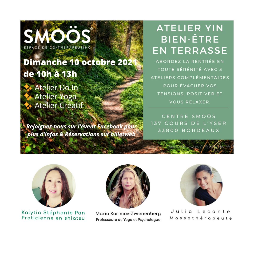 Bullesdharmonie's tweet photo. Retrouvons-nous pour cette 2nde édition des #Ateliersyinbienêtre pour aborder l'automne en conscience &amp; prendre soin de vous ✨💚✨
RDV Dimanche 10 octobre
Infos et inscriptions sur https://t.co/hbhPhYQHhB
Rejoignez nous sur l'évent Facebook https://t.co/QLRUAbTgSu
#shiatsu #yoga https://t.co/G7doYb88MW