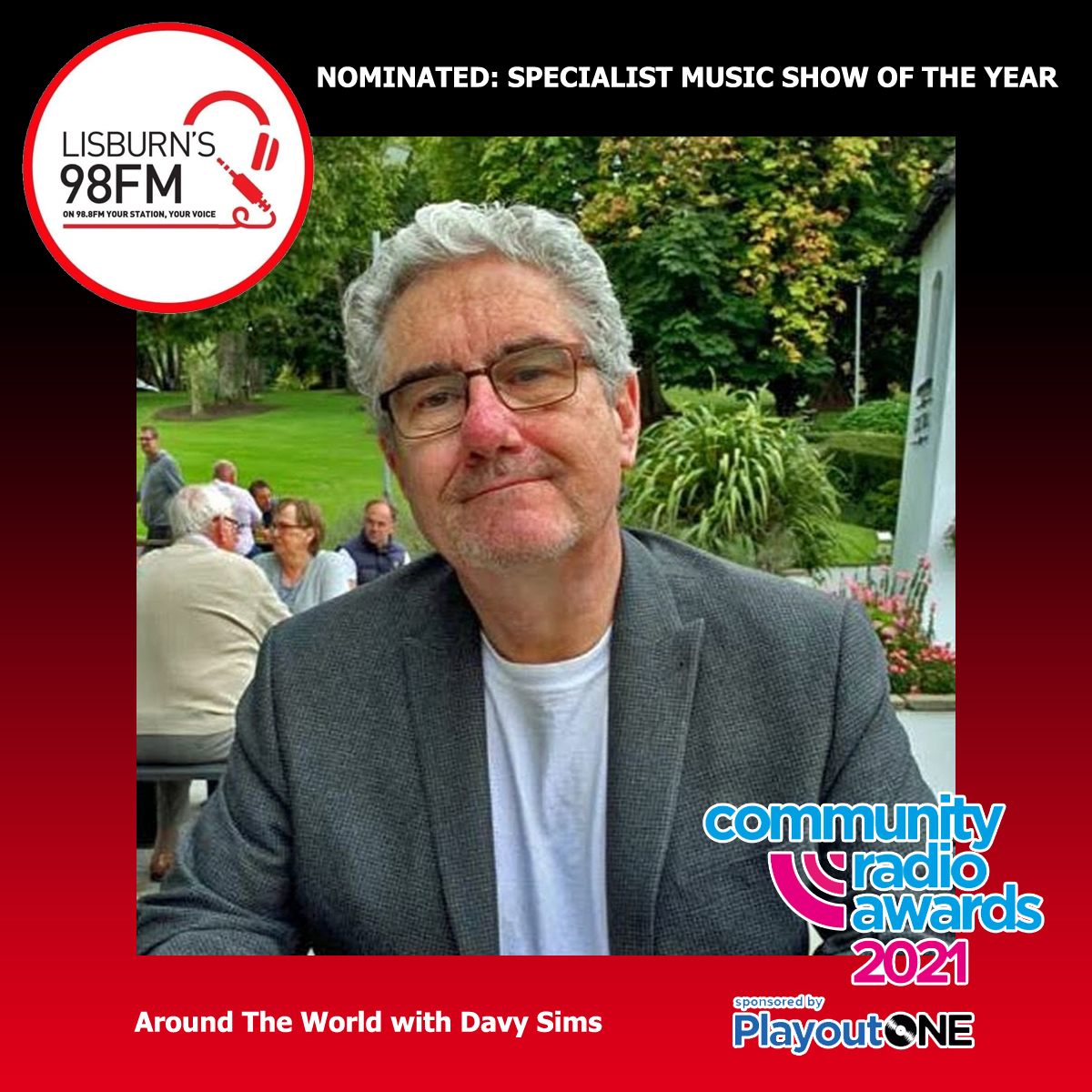 lisburns98fm's tweet photo. We've some good news to share this morning...

Our very own @davysims has been nominated at the @CommRadioAwards in the Specialist Music Show of the Year category - good luck Davy!

You can hear 'Around The World' every Tuesday night on Lisburn's 98FM from 7-9pm. https://t.co/XmjygLoRjI