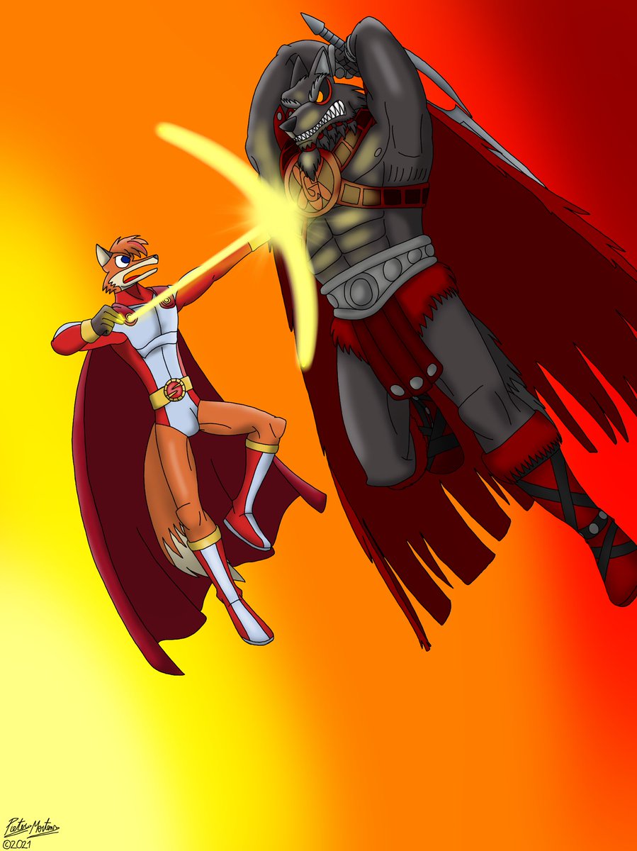 DragonSnake9989's tweet photo. Time to duke them out as #SOLARFOX fights General G’rowl of the Genociders.
Which power will he use against his dark magic? An energy solar arrow shot or solar sword? https://t.co/8cpregsgqP