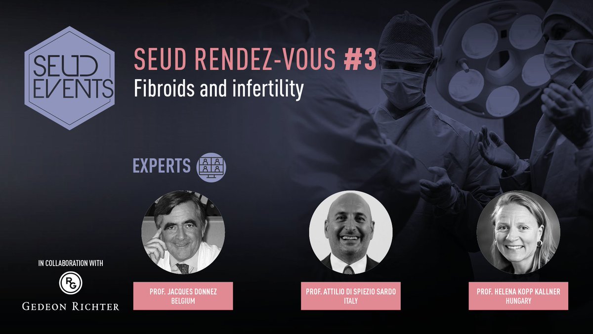 Official_SEUD's tweet photo. Get ready for the 3rd episode of #SEUDRDV taking place on September 28th at 6PM : #Fibroids and #Infertility.
Join our experts Jacques Donnez, Attilio Di Spiezo Sardo, and Helena Kopp Kallner.
Register for free : https://t.co/ljMXzq3hHb
#seudevents #seudRDV #endometriosis https://t.co/96FK7D8ceQ